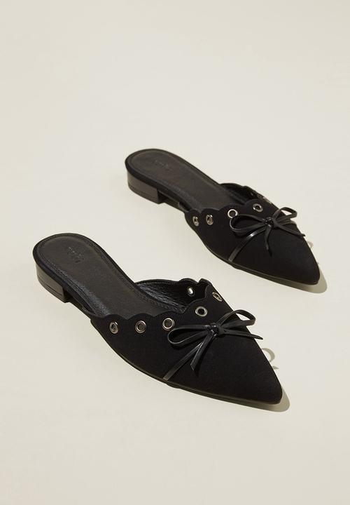 Cotton On - Bec point scallop mule - black micro