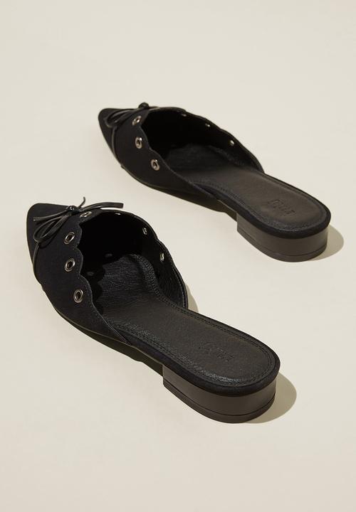 Cotton On - Bec point scallop mule - black micro