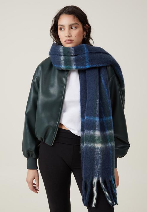 Rubi - Phoebe brushed tassel scarf- blue/green