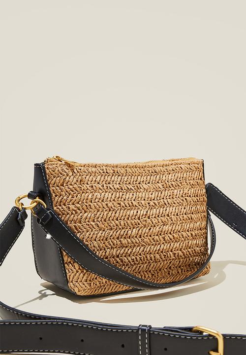 Rubi - Tilly textured cross body bag - black & natural woven