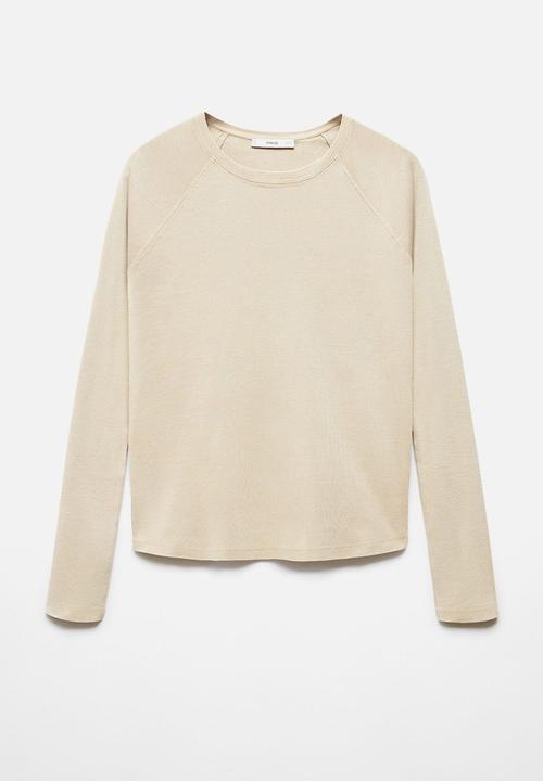 MANGO - T-shirt lavi - light pastel beige