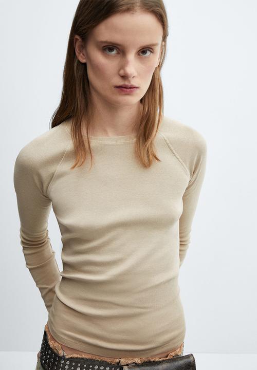 MANGO - T-shirt lavi - light pastel beige