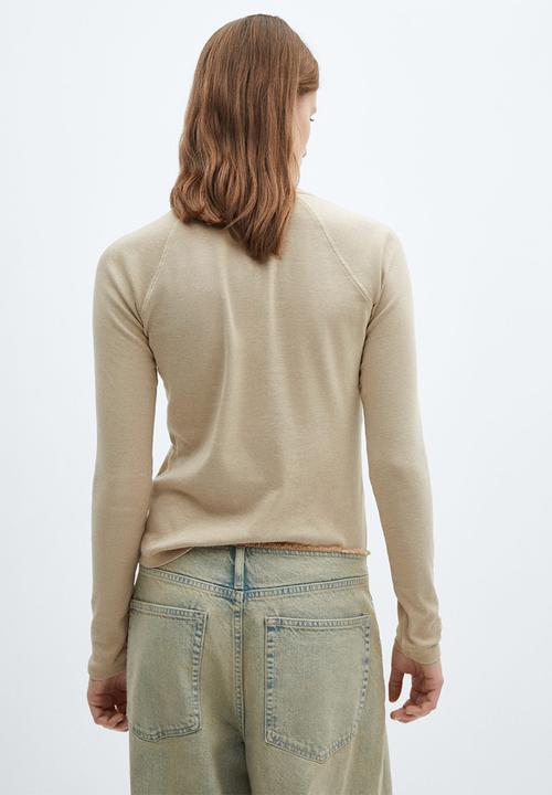 MANGO - T-shirt lavi - light pastel beige