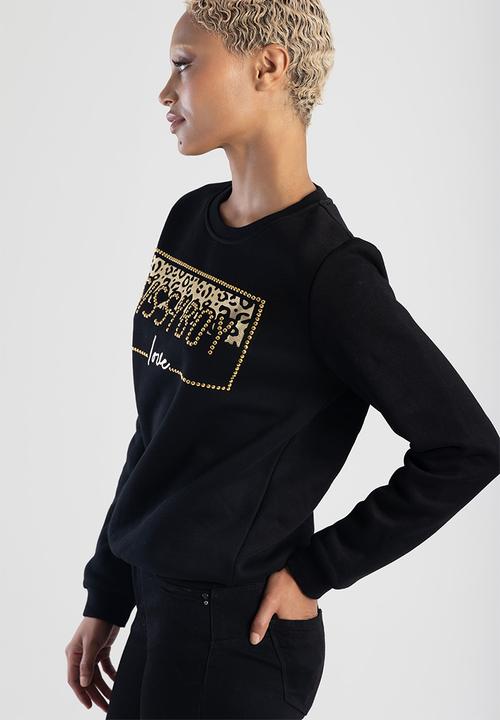 SISSY BOY - Printed And Gold Stud Logo Sweat Top - Black