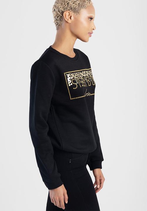 SISSY BOY - Printed And Gold Stud Logo Sweat Top - Black