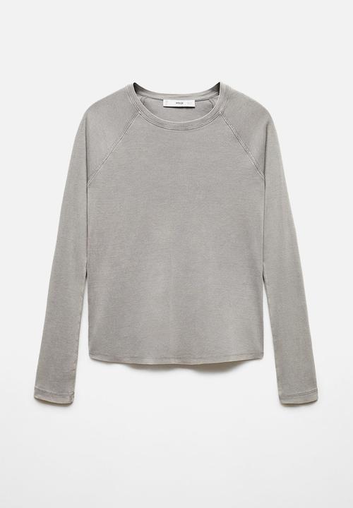 MANGO - T-shirt lavi - medium gray
