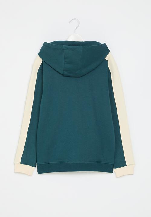 POLO - Boys griffin colour blocked zip thru hoody - teal
