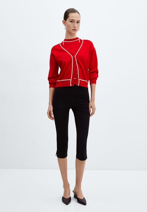 MANGO - Cardigan piping - red