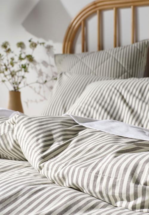 Linen House - Stripe yarndye duvet cover set - charcoal