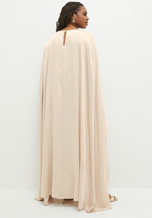 edit - Plus drape cape maxi dress - oyster