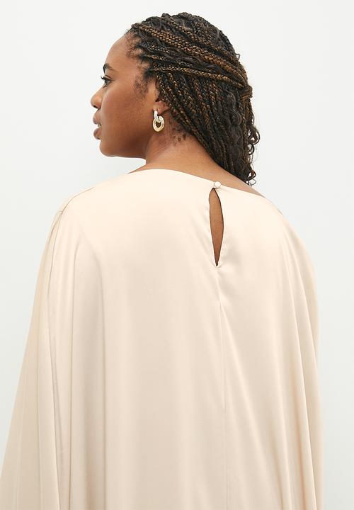 edit - Plus drape cape maxi dress - oyster