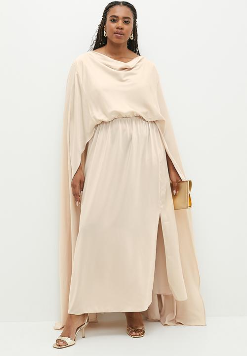 edit - Plus drape cape maxi dress - oyster