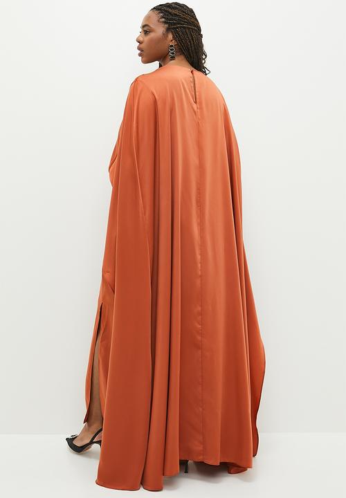 edit - Plus drape cape maxi dress - baked clay