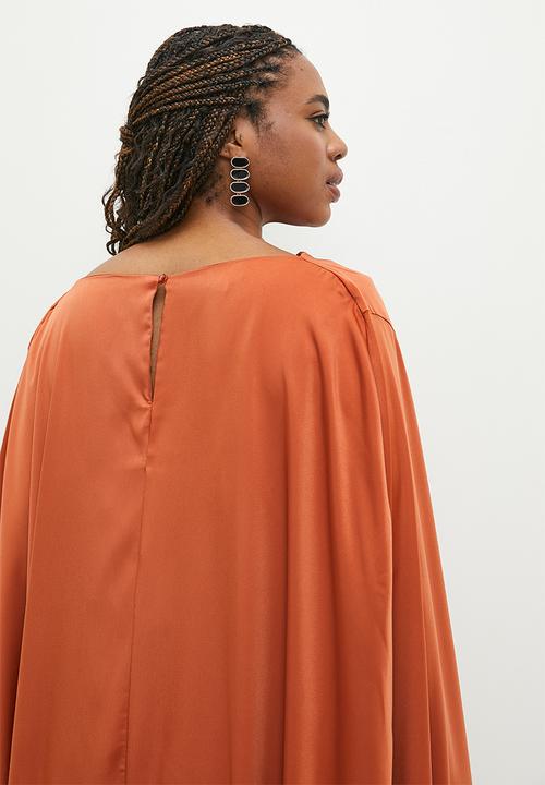 edit - Plus drape cape maxi dress - baked clay