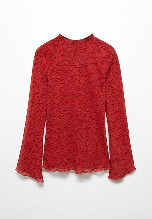 MANGO - Blouse roses - red