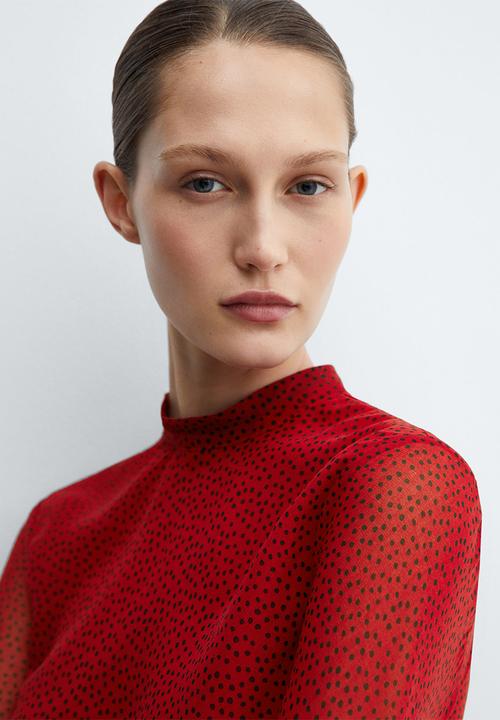 MANGO - Blouse roses - red