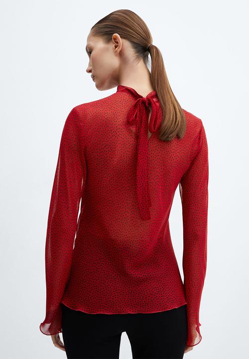 MANGO - Blouse roses - red