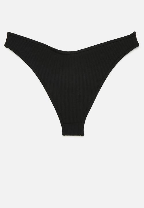 Cotton On - Organic Cotton Rib Cheeky Brief - Black
