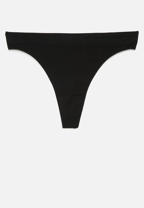 Cotton On - Seamless High Cut G String Brief 2Pk - Black Debossed/White Debossed