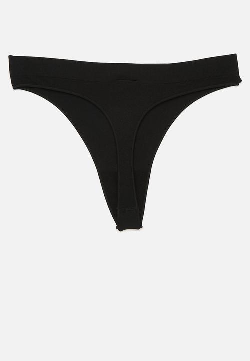 Cotton On - Seamless High Cut G String Brief 2Pk - Black Debossed/White Debossed