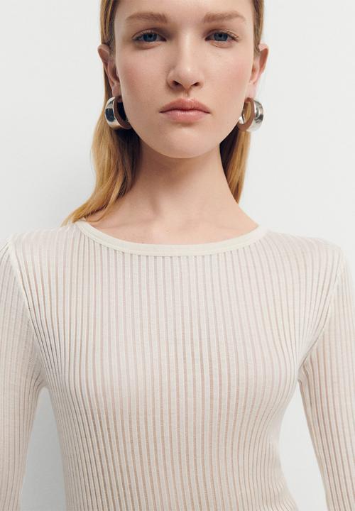MANGO - T-shirt seda - white