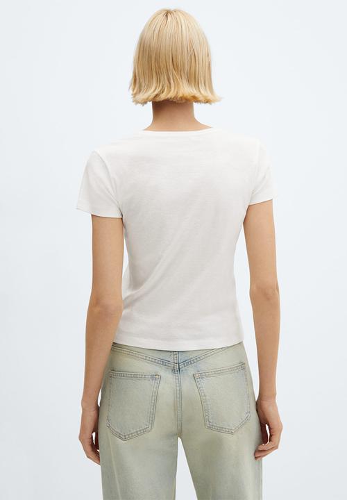 MANGO - T-shirt kiss - white