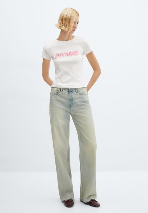 MANGO - T-shirt kiss - white