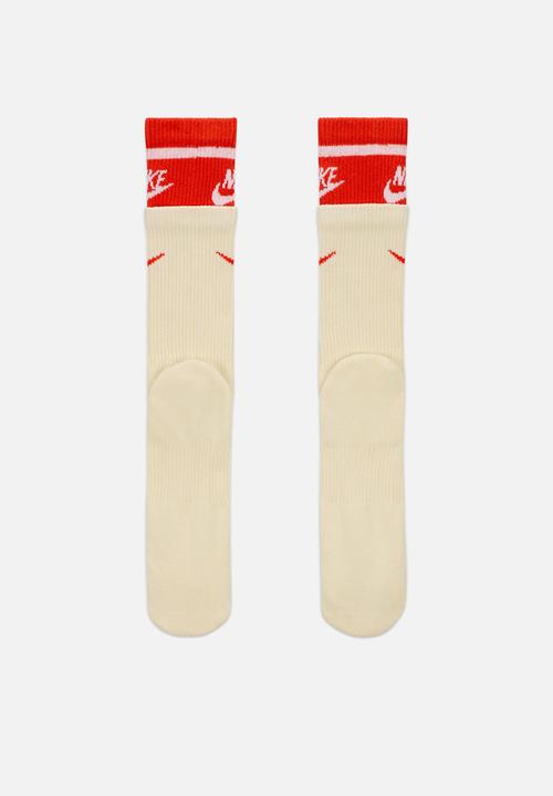 Nike - Everyday Plus Cushioned Crew Sock 1pr - coconut milk/picante red/wht