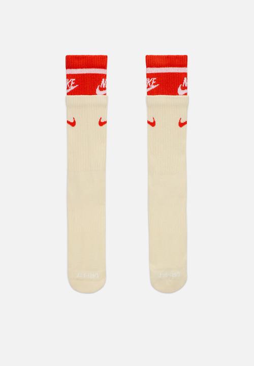 Nike - Everyday Plus Cushioned Crew Sock 1pr - coconut milk/picante red/wht
