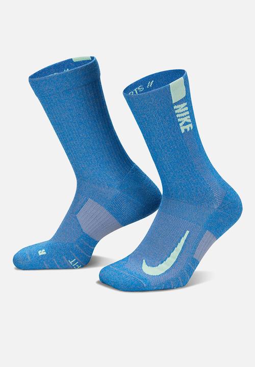 Nike - Run Multiplier Crew Socks (2 Pairs) - blue