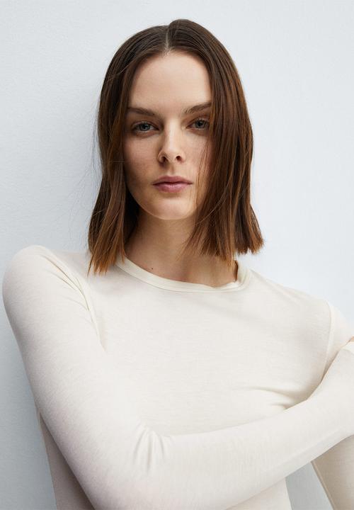MANGO - T-shirt second - light beige