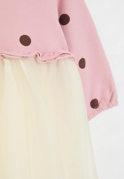 Pop Candy - Polka dot mesh dress - light pink