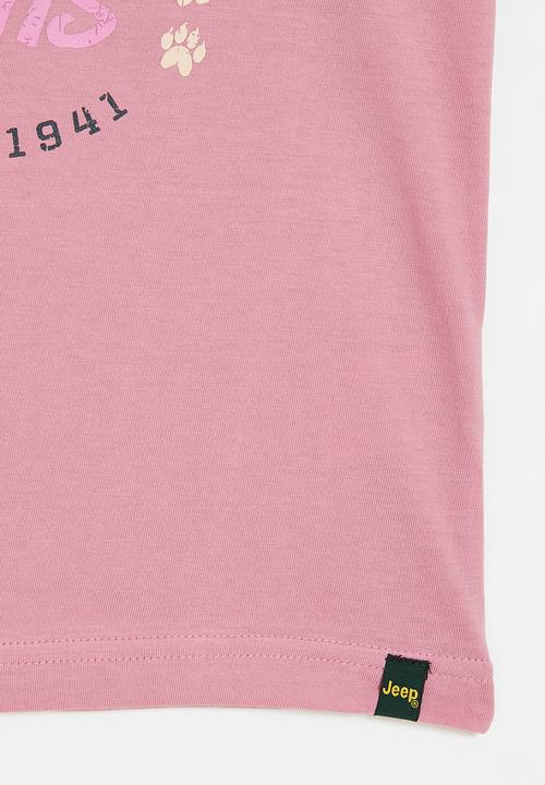 JEEP - Paw print logo tee - vintage pink