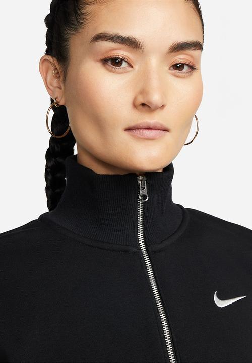 Nike - W Nsw Phnx Flc Qz Crop - Black/Sail