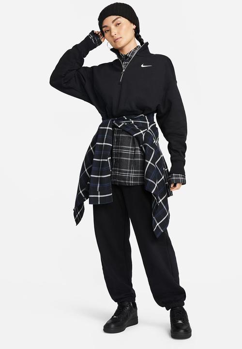 Nike - W Nsw Phnx Flc Qz Crop - Black/Sail