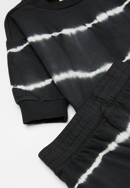 Cotton On - Bundle alma drop shoulder sweater & felix track - phantom/linear tie dye