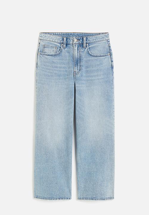 H&M - Wide high cropped jeans - light denim blue