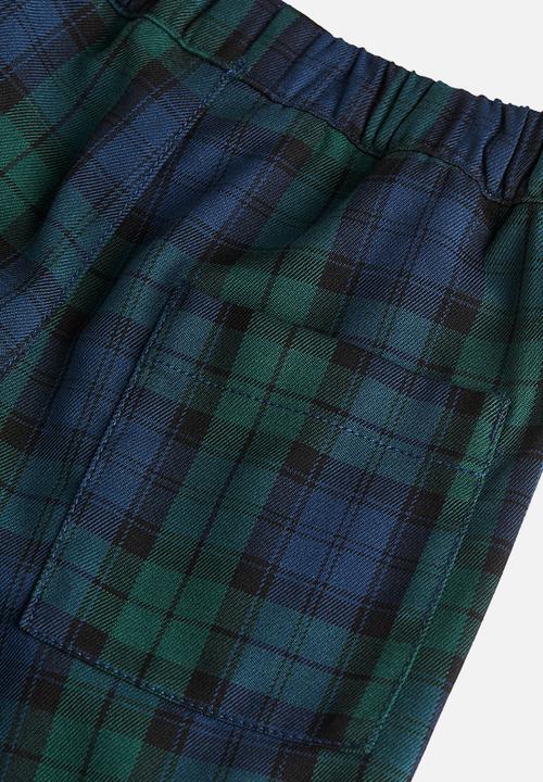 H&M - Straight joggers - dark blue & checked