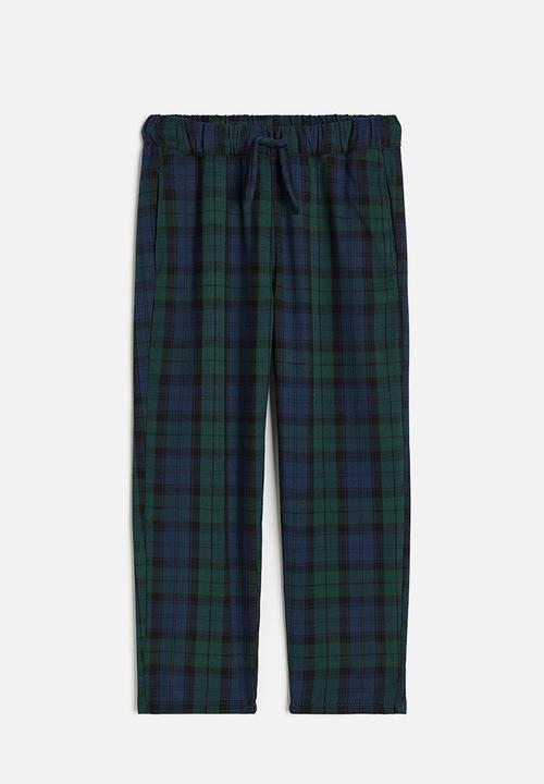 H&M - Straight joggers - dark blue & checked