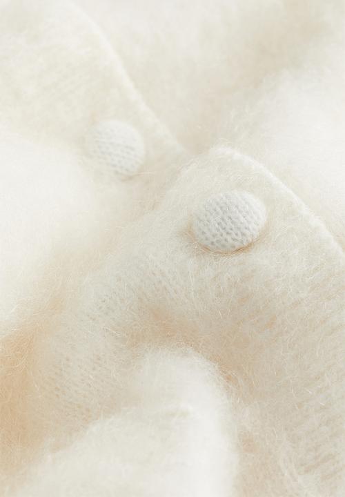 H&M - Mohair-blend collared cardigan - cream
