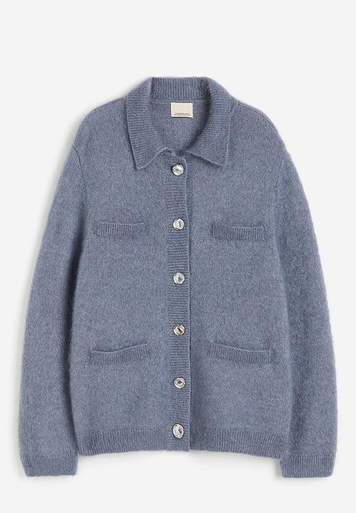 H&M - Mohair-blend collared cardigan - pigeon blue