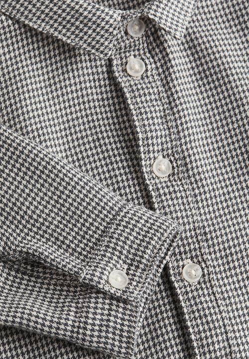 H&M - Cotton shirt - grey/dogtooth-patterned