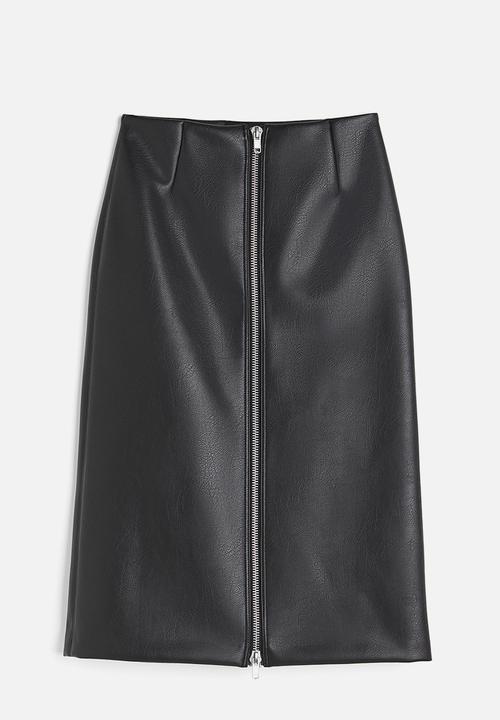 H&M - Coated pencil skirt - black