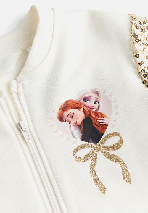 H&M - Sequined sweatshirt cardigan - white & frozen