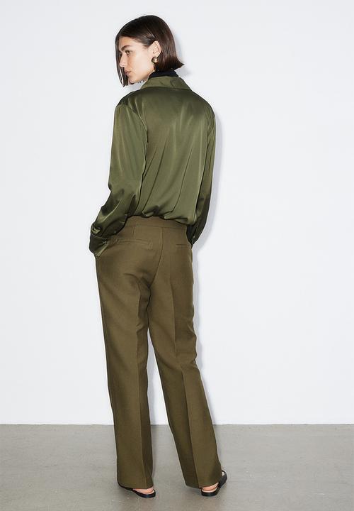 H&M - Tailored trousers - dark khaki green