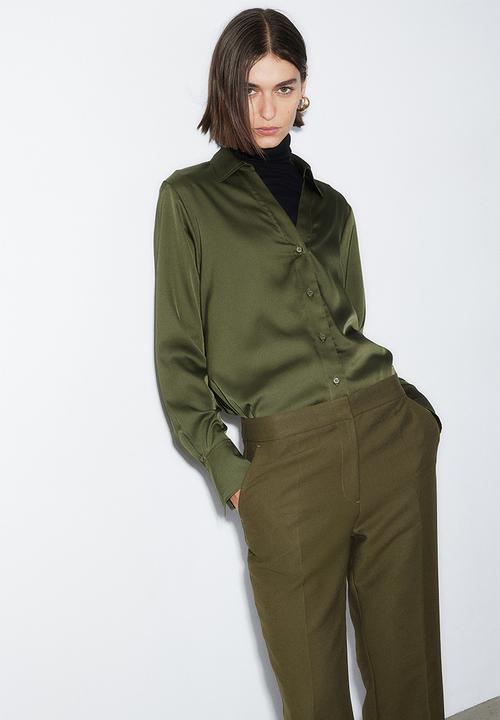 H&M - Tailored trousers - dark khaki green