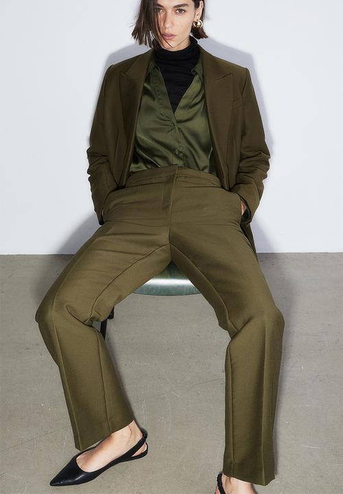 H&M - Tailored trousers - dark khaki green