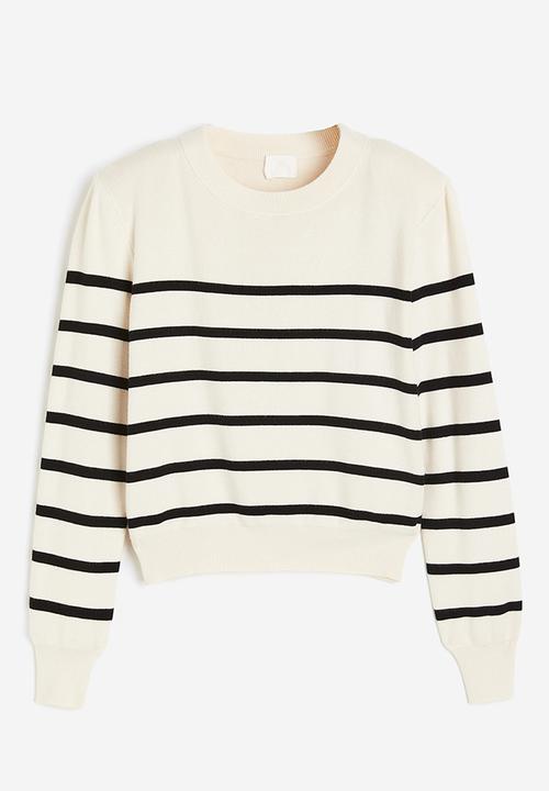 H&M - Shoulder-pad jumper - cream & black striped