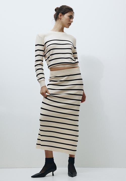 H&M - Shoulder-pad jumper - cream & black striped