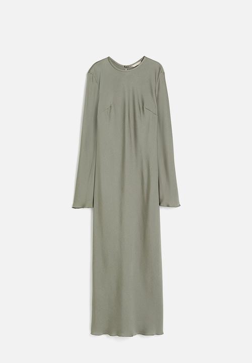 H&M - Long-sleeved midi dress - khaki green